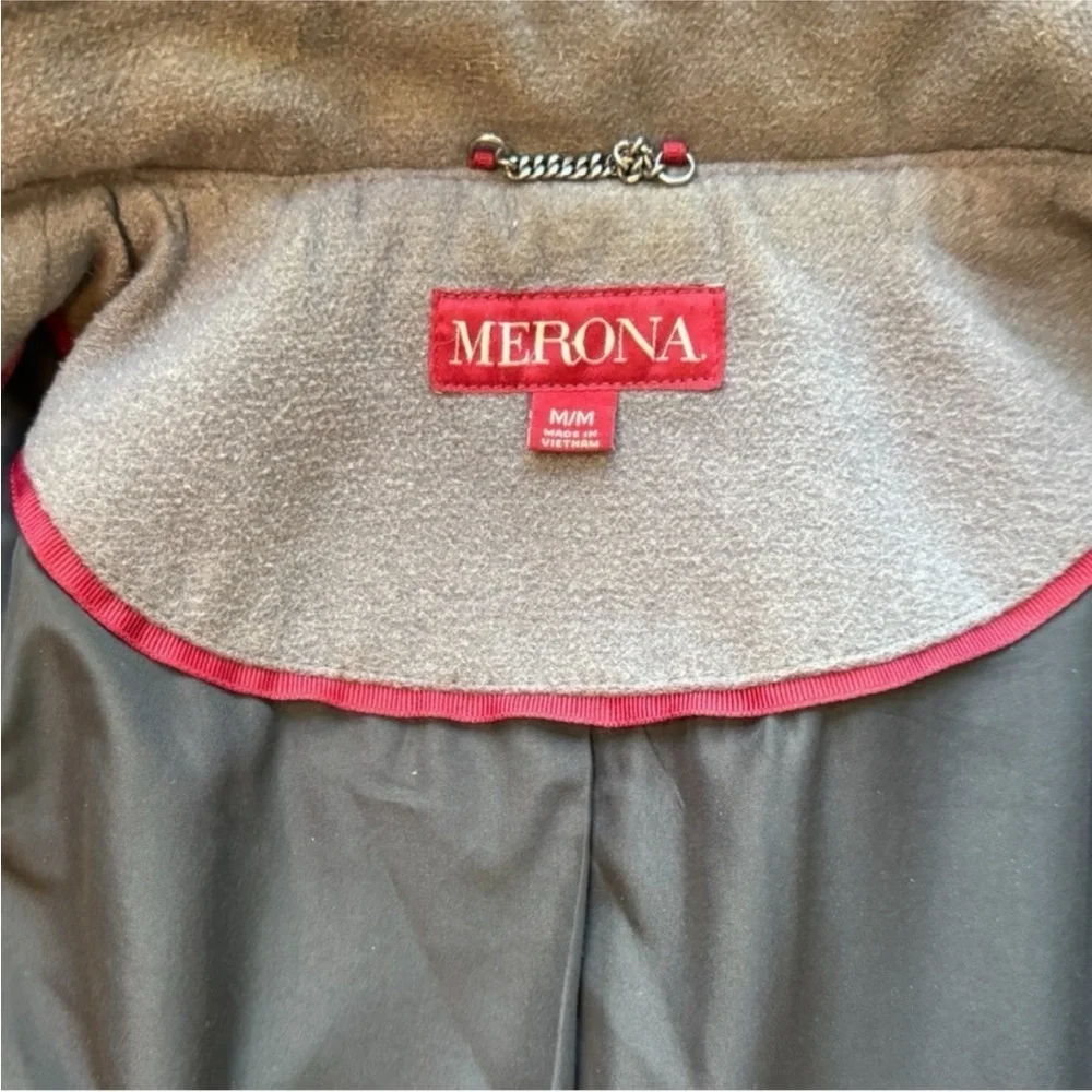 MERONA Gray Hooded Coat with High Snap Collar – Size M